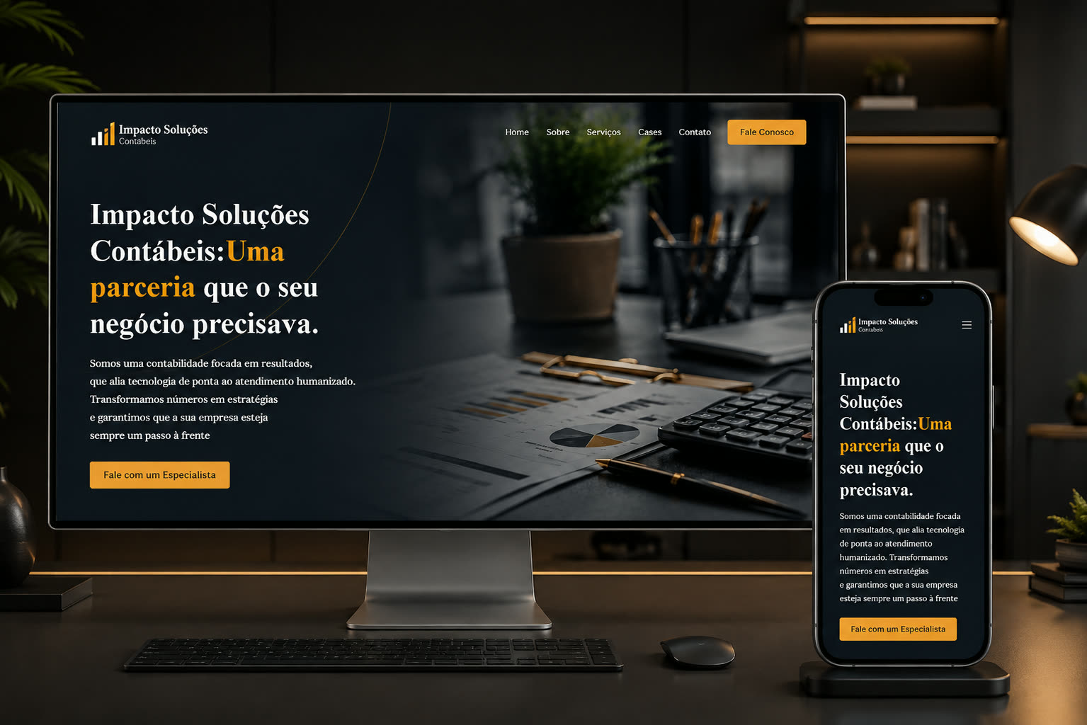 Modelo Black do site institucional para escritório de contabilidade